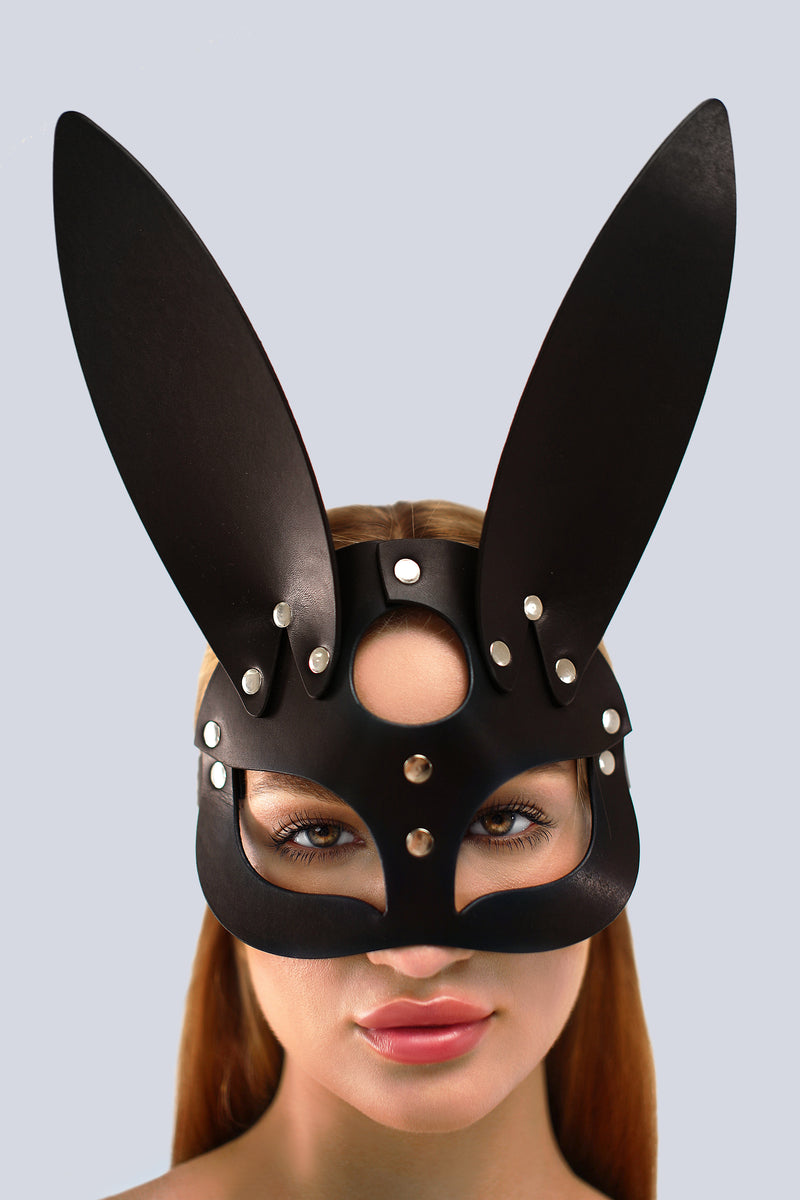 Ostara Black Leather Bunny Mask