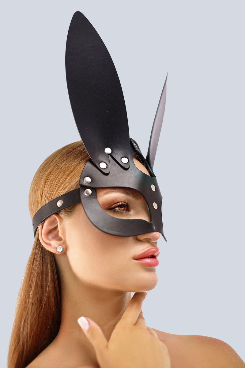 Ostara Black Leather Bunny Mask