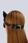 Freya Black Leather Cat Mask