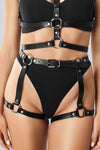 Iris Black Leather Garter Belt