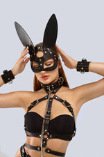 Ostara Black Leather Bunny Mask